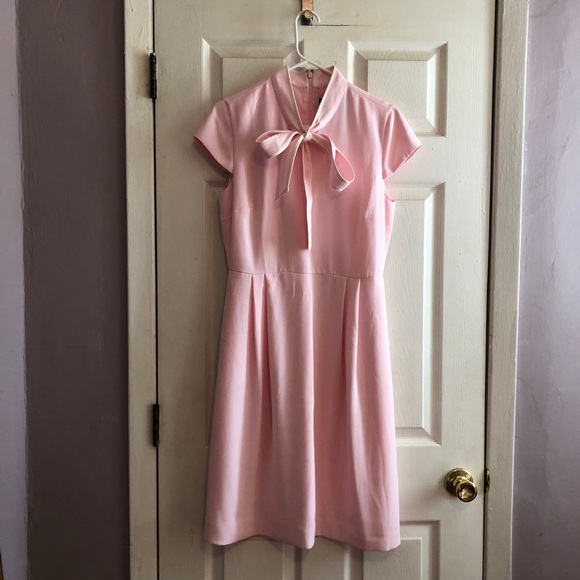 J.Crew Dress Blythe Tie Neck 365 Crepe Cap Sleeve Baby Pink sz 8 - Picture 4 of 9
